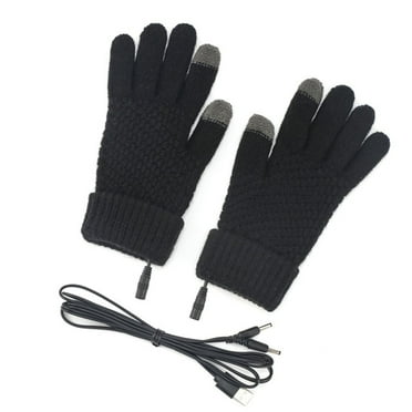 1 Set Electric Gloves USB Heating Touch Screen Full Finger Winter Thermal Gloves,Black