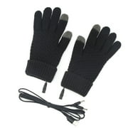 NAIERHG 1 Set Electric Gloves USB Heating Touch Screen Full Finger Winter Thermal Gloves,Black