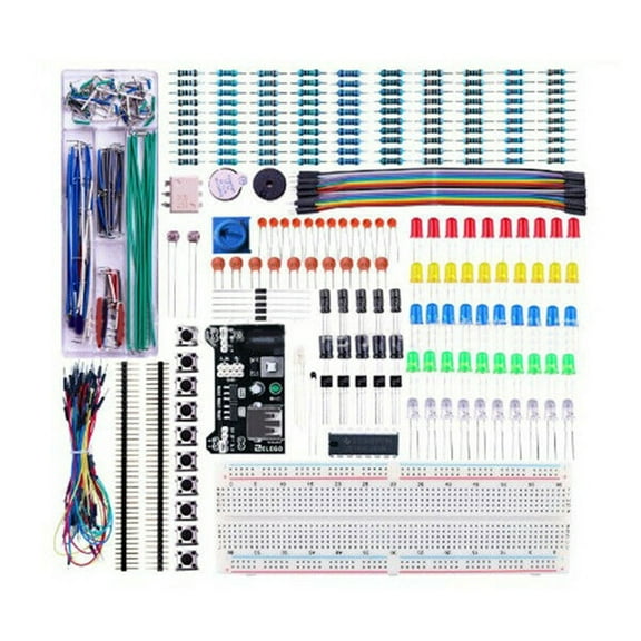 1 Set Electronic Component Basic Starter Kit with 830 Tie-points Breadboard Cable Resistor Power Supply