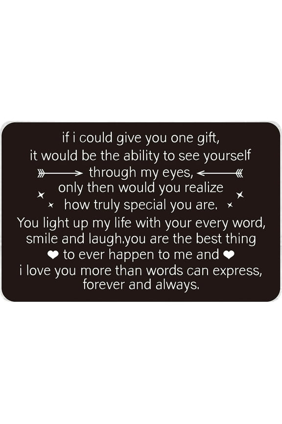 1 Set Engraved Wallet Insert Birthday Gifts for Husband Valentines Day for Boyfriend 3x2 Inch Metal Wallet Card with Warm Words - I Love You More Than Words Can Express