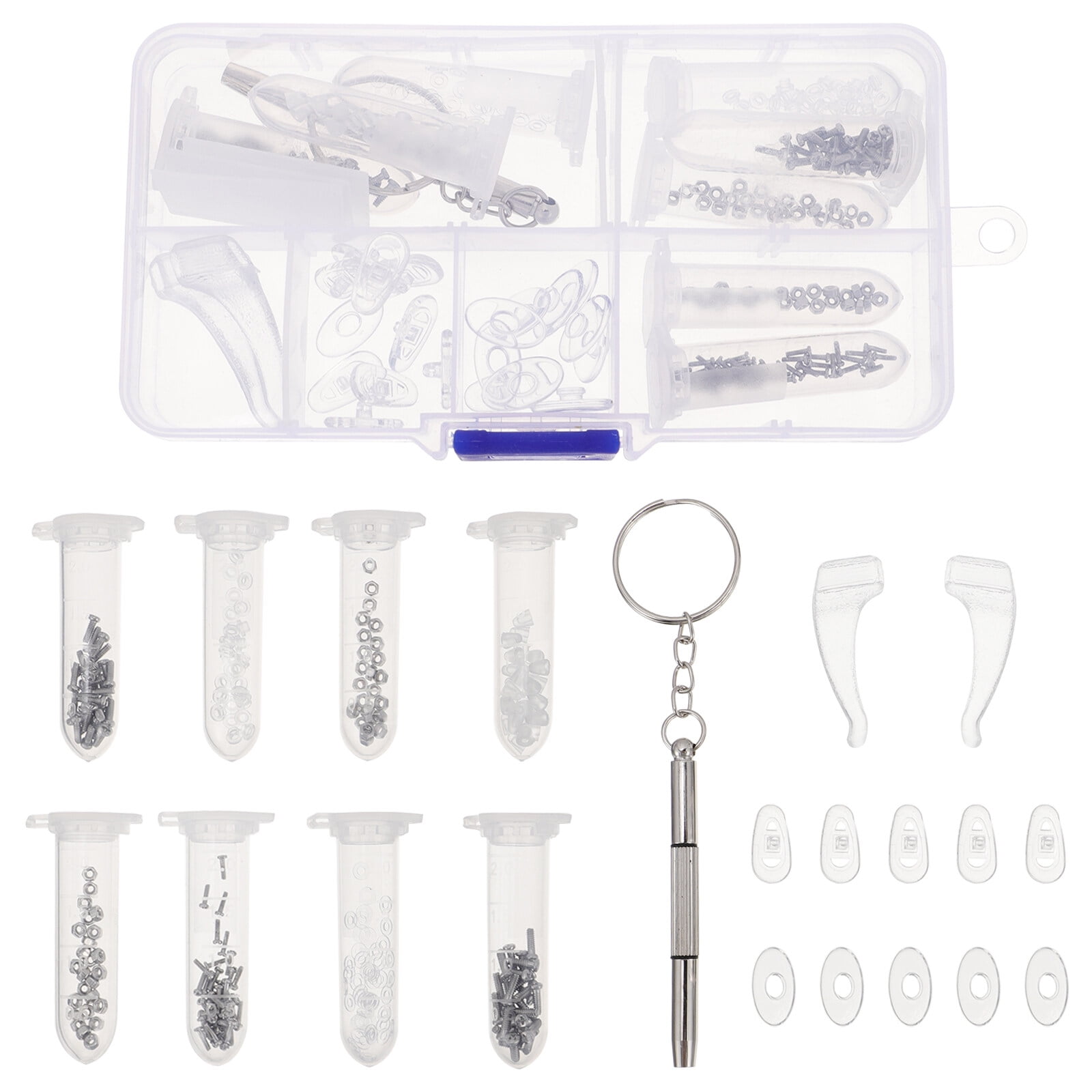 Set Eyeglass Repair Kit Nose Pads Screws Ear Grips Glasses