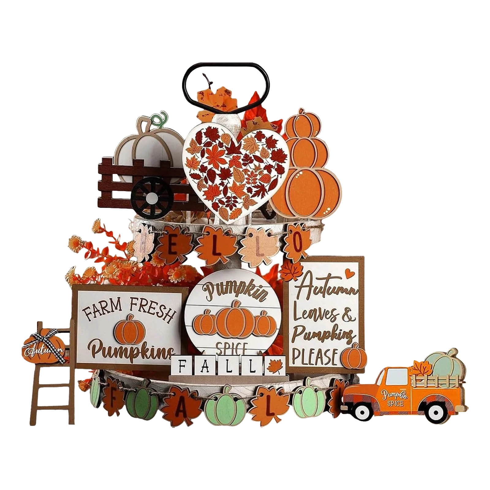 Fall Table Sign 1 Set Fall Tiered Tray Decor Set, Fall Decorations for Home Autumn Wood ...