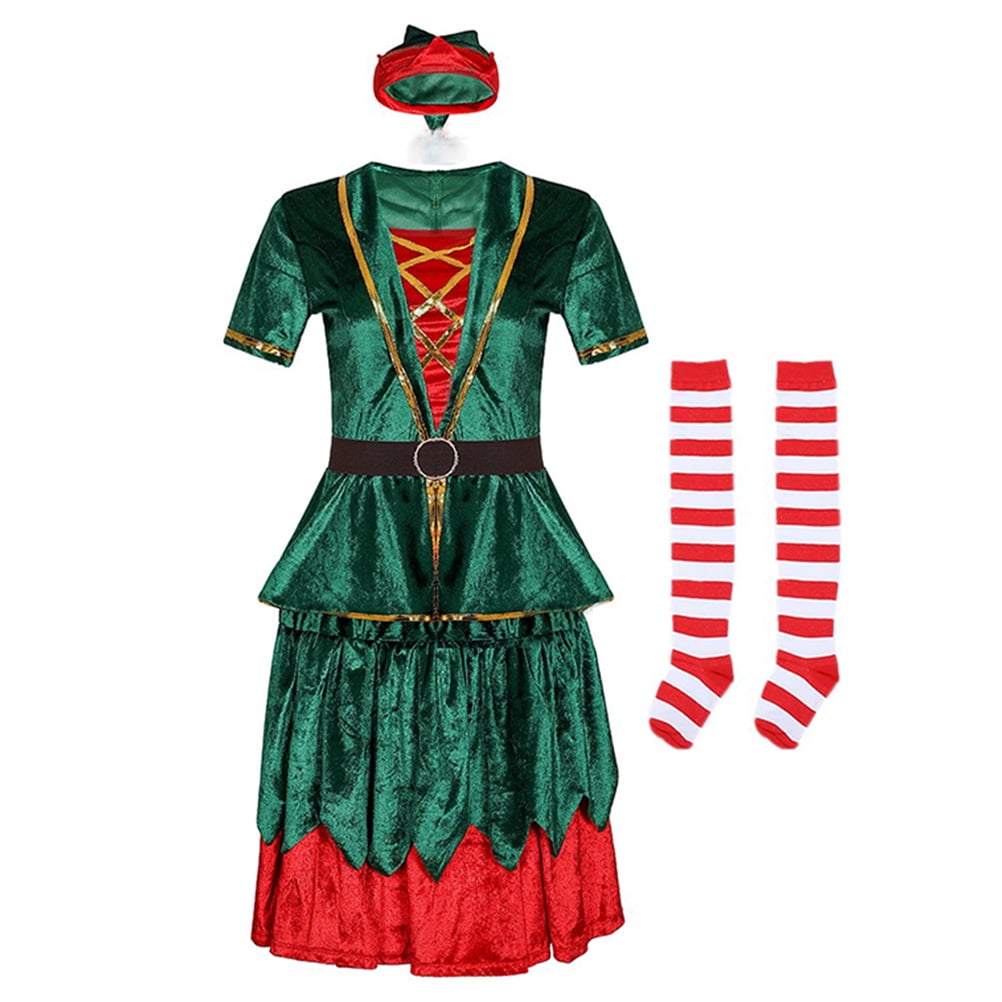 1 Set Fashion Christmas Party Elf Costume Performance Costume Suit