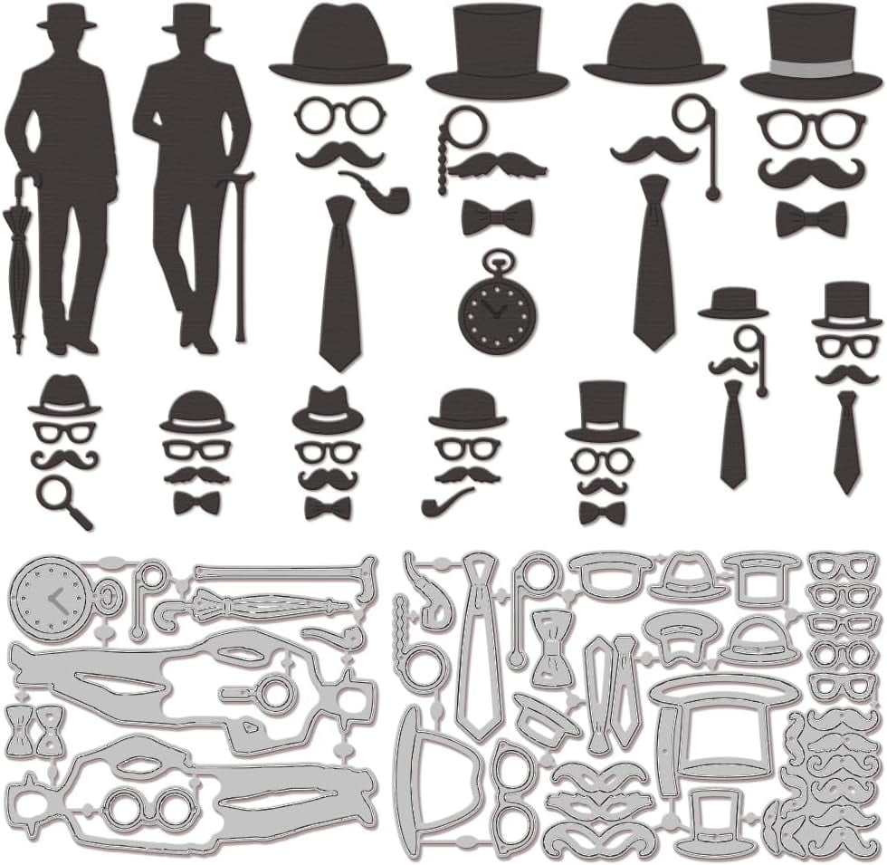 MAYJOYDIY Retro Lady & Gentleman Metal Cutting Dies - Vintage Character Stencils For Scrapbooking, Cards, Crafts