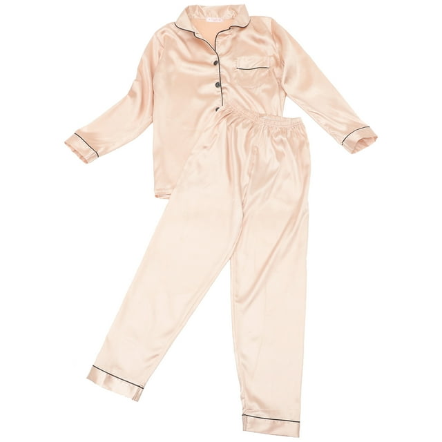 1 Set Female Nightclothes Trousers Simulated Silk Pajamas Set Fresh