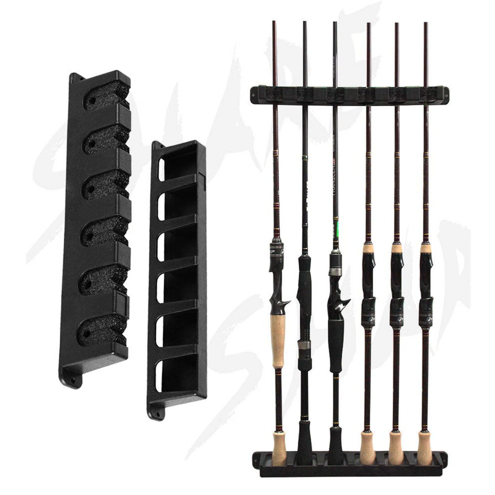 1 Set Fishing Rod Holder Adjustable 6 Slots Vertical Hanging Angling