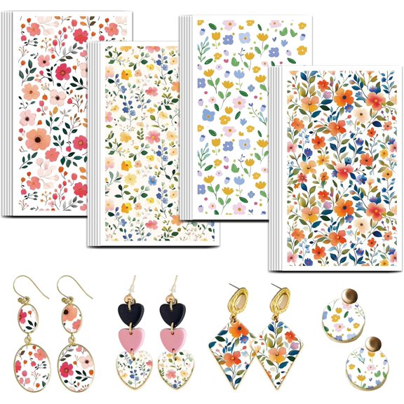 1 Set Flower Clay Transfer Paper 4 Design 24 Pcs Transfer Paper for Polymer Clay Daisies Roses Polymer Clay Transfer Sheets Bushes Transfer Paper