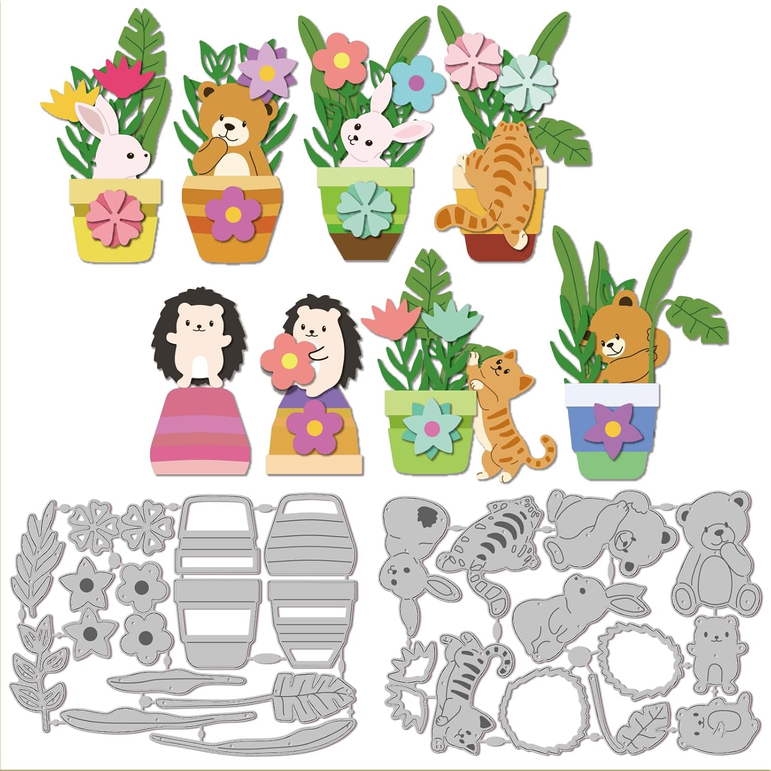 Leaves & Flowers Metal Cutting Dies - Steel Die-Cut Stencils For Card Making, Scrapbooking, DIY Paper Crafts (8.3x8cm)