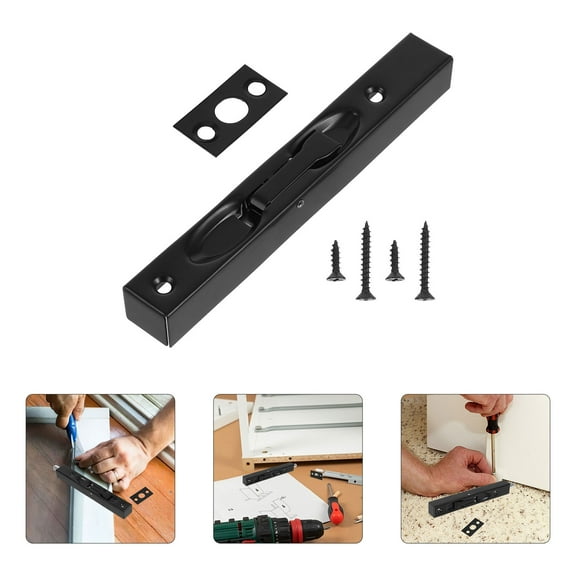 1 Set Flush Bolt Latch Door Lock Stainless Steel Security French Door Locks With Hardware For French Doors Double Doors And Sliding Doors Black