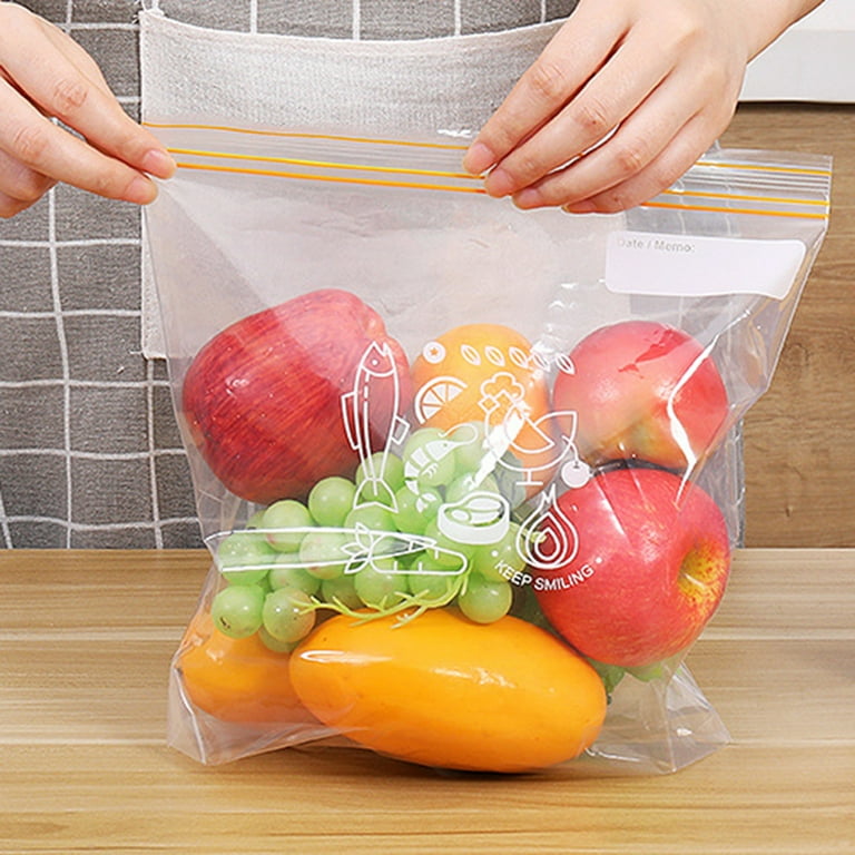 1 Set Food Storage Bag Well Sealed Double Zipper Multi-purpose Reusable  Gallon Freezer Bags for Home-leaveforme 