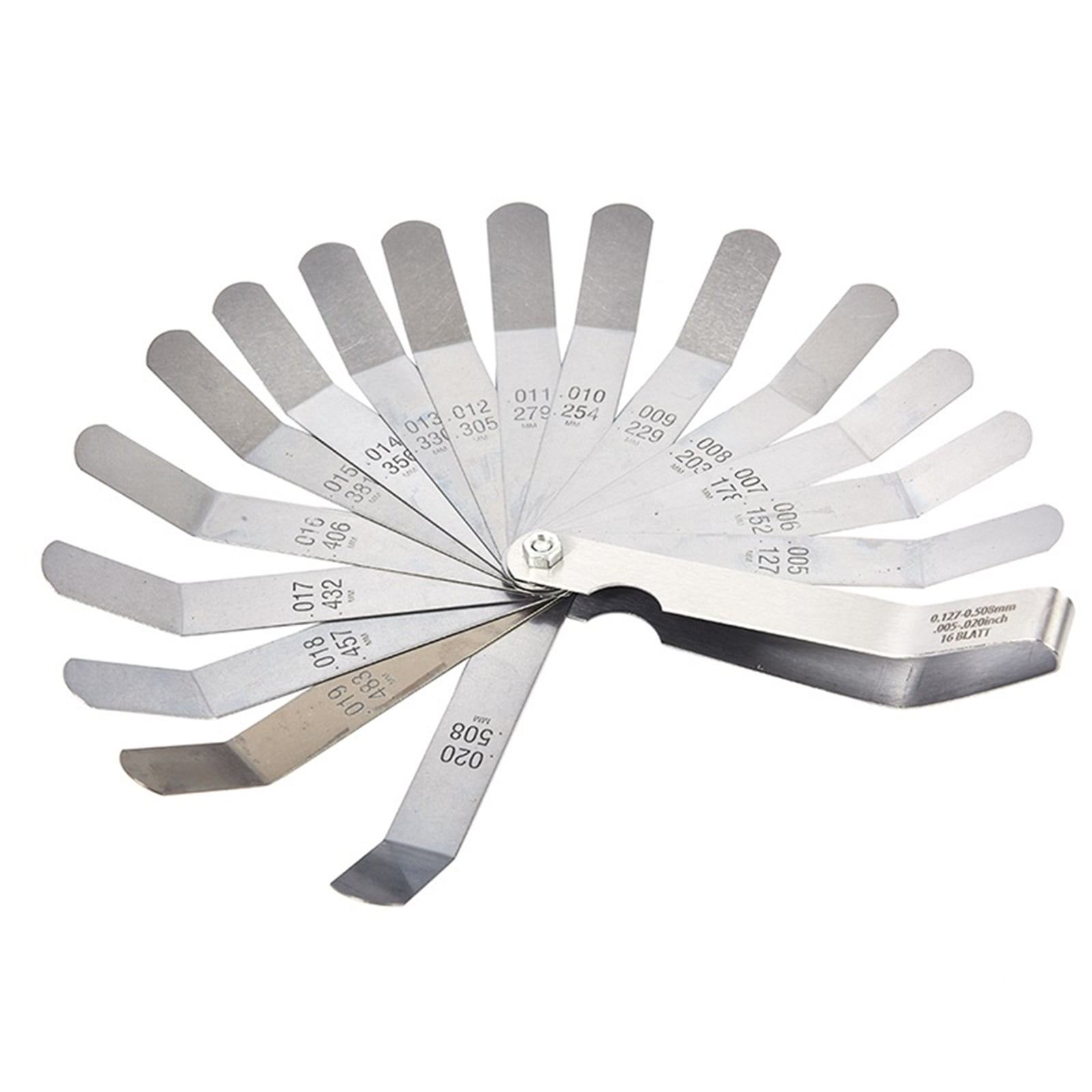1 Set For 16 Blades Feeler Gauge 0.05 To 1mm Thickness Curved Stainless Steel Gap Metric Filler Feeler Gauge ,Easy Identification