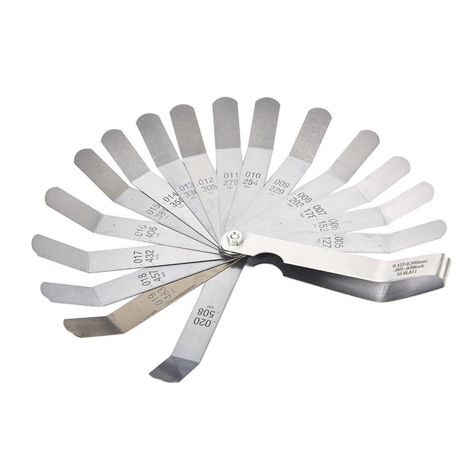 1 Set For 16 Blades Feeler Gauge 0.05 To 1mm Thickness Curved Stainless Steel Gap Metric Filler Feeler Gauge ,Easy to Use