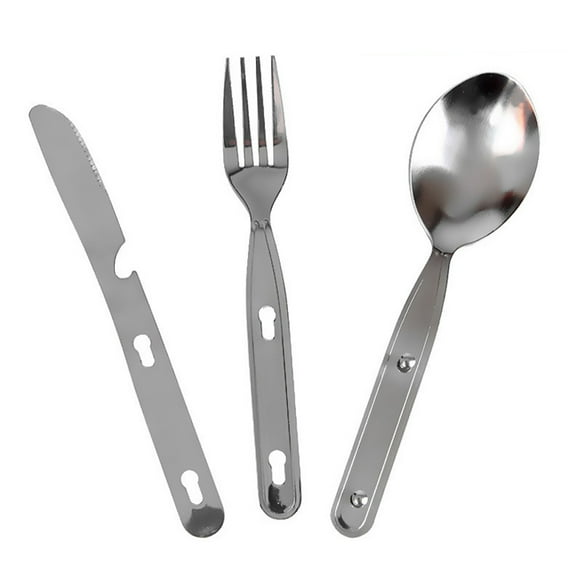 RENACLIPY Durable Anti-Rust Camping Fork Spoon Set Silver Stainless Steel Portable