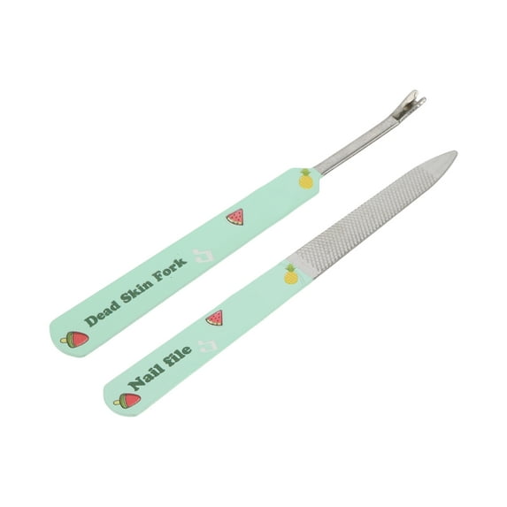 1 Set Fruit Pattern Multifunctional Nail File Manicure Tool Kit Green