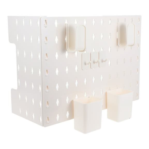 White Plastic Pegboard for Wall Mounting Easy Installation without Drilling 1 Set