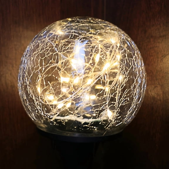 1 Set Garden Solar Lights Cracked Glass Bulb LED Outdoor Decorative Lights Solar Floor Lights IP44 Waterproof for Courtyard Lawn Garden Holiday Decoration