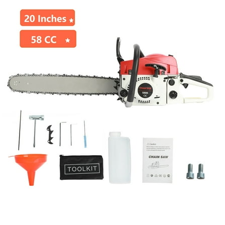 1 Set Gas Chainsaw 20-inch 58CC 3.2HP Rust Resistant Wood Chainsaw 2-Cycle Petrol Powered Chain Saws for Trees and Wood Cutting Aqzb