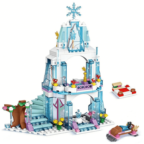 1 Set Girl Princess Ice Castle Building Blocks Set with Mini Figures for Kids Children Gift Toy