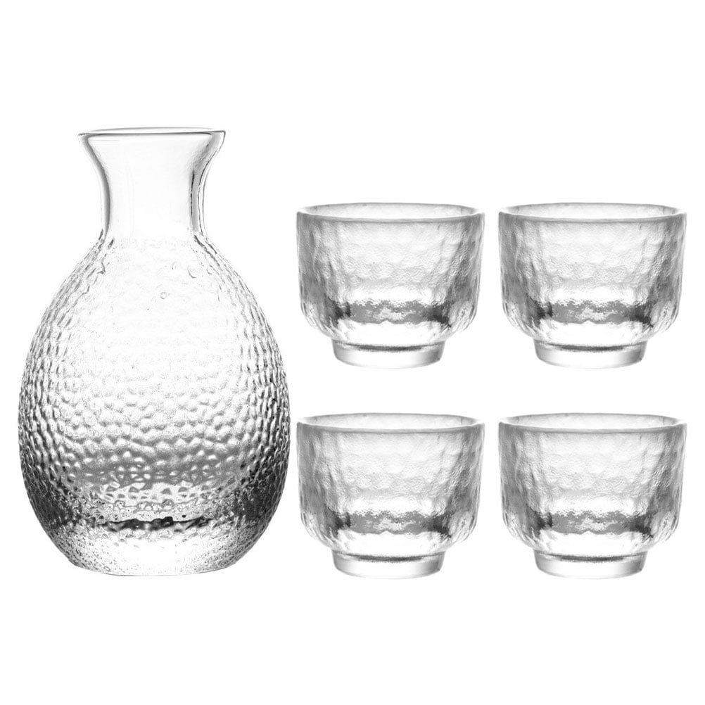 1 Set Glass Sake Dispenser Glass Sake Set Sake Pot with Cups Glass