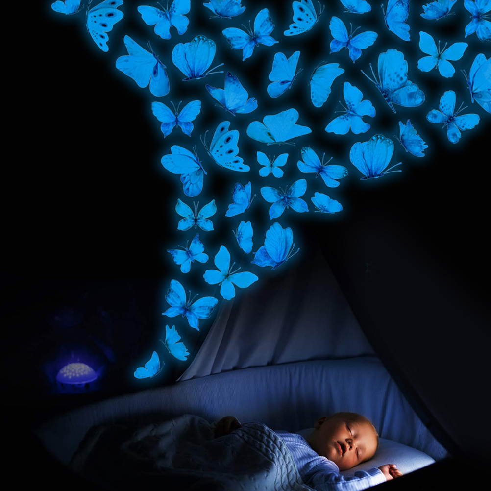 1 Set Glow in the Dark Butterflies Wall Decals Kid Bedroom Butterflies
