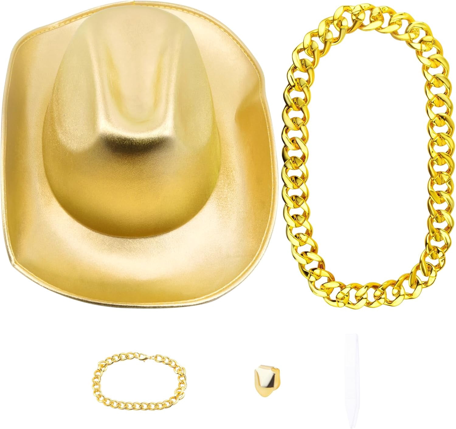 1 Set Golden Hip Hop Jewelry, 80s 90s Rapper Costume Punk Style ...
