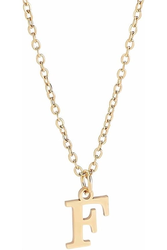 1 Set Golden Initial Necklace for Women Dainty 304 Stainless Steel Letter A-Z Pendant Necklace 18"with 2"extender Cute Trendy Initial Necklace Personalized Monogram Name Necklace Letter F