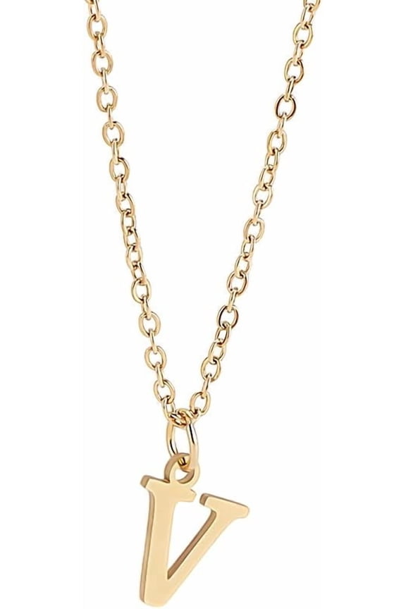 1 Set Golden Initial Necklace for Women Dainty 304 Stainless Steel Letter A-Z Pendant Necklace 18"with 2"extender Cute Trendy Initial Necklace Personalized Monogram Name Necklace for Trendy Letter V