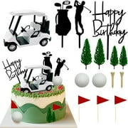 1 Set Golf Cake Decorations Golf Cart Cake Toppers Heading for The Green Cake Topper for Golfers with Cart Flag Golf Ball for Golf Theme Party Supplies