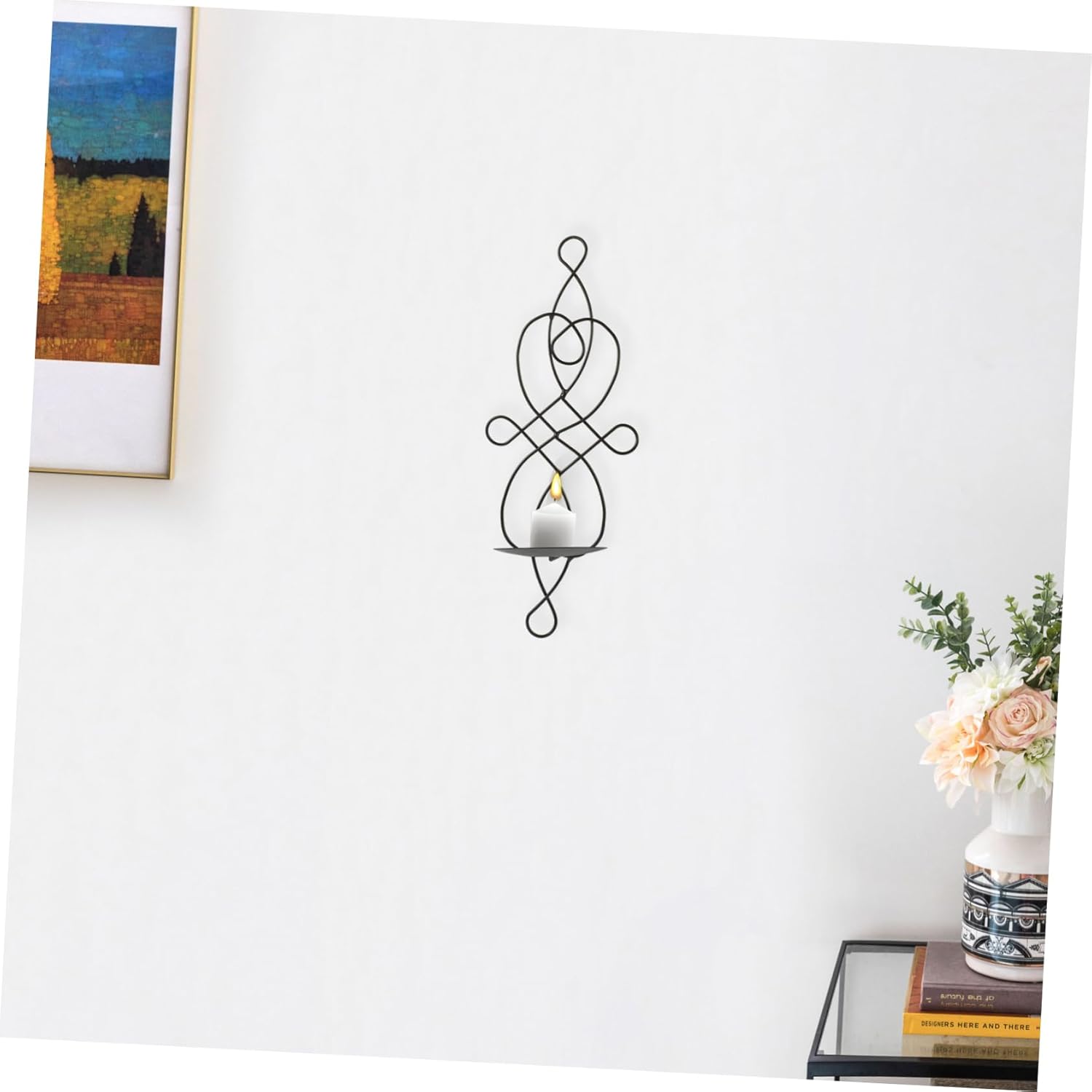 1 Set Gothic Wall Mounted Rustic Candle Holder Iron Candlestick Floral