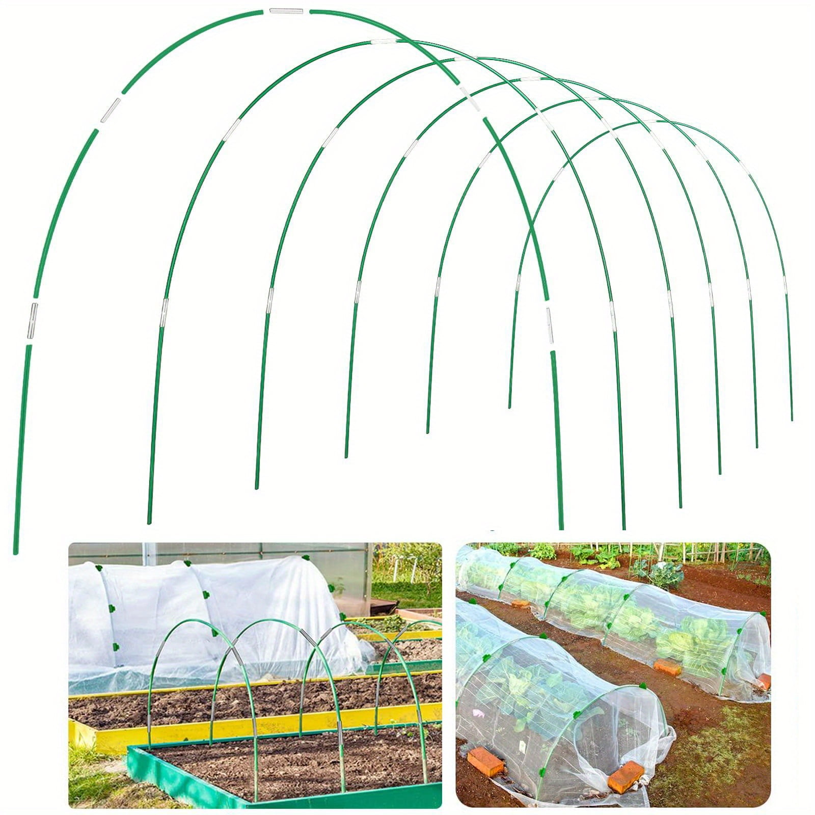 1 Set, Greenhouse Hoops Grow Tunnel 6 Sets Of 8FT Long Garden Hoops, RustFree Fiberglass Garden