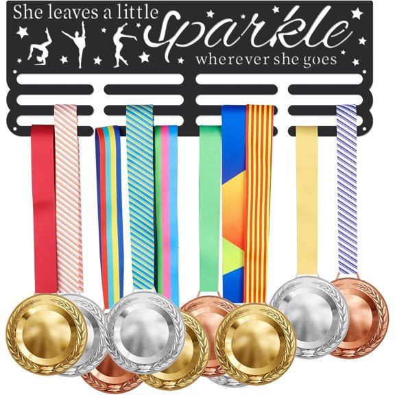 1 Set Gymnastic Medal Hanger Display with Star Medal Holder Display Hanger Rack Frame Sturdy Race Medal Display Wall Mount Medals Wall Storage for Medal Over 60 Iron Medal Holder