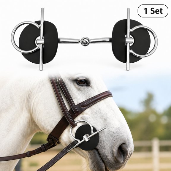 1 Set H Type Horse Bit with 2 Rubber Pads Zinc Alloy Silver Kit