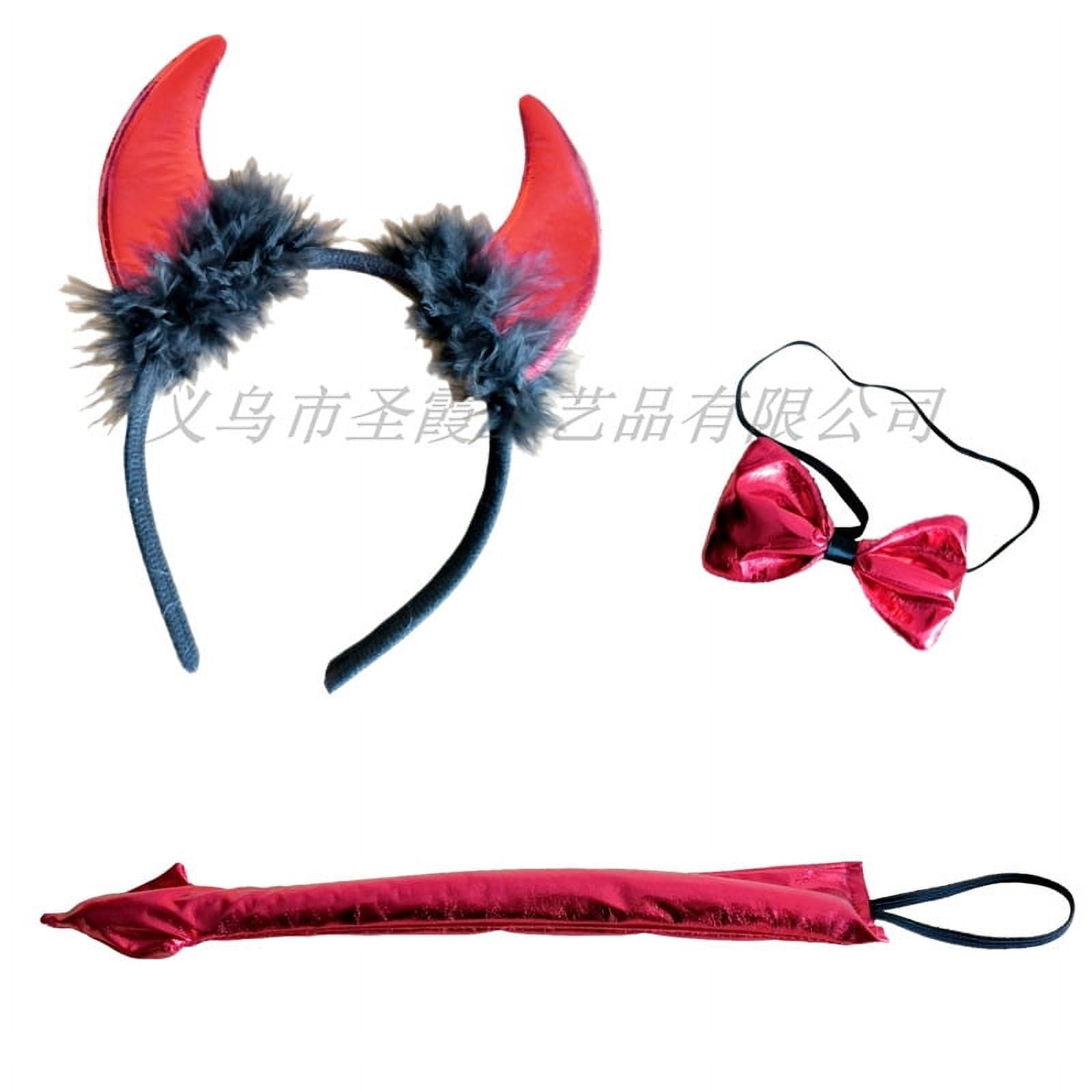 1 Set Halloween Devil Costume Set Devil Horn Headband Devil Tail Bowtie