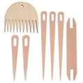 1 Set Hand Loom Stick Wooden Crochet Needle Weaving Comb Shuttles