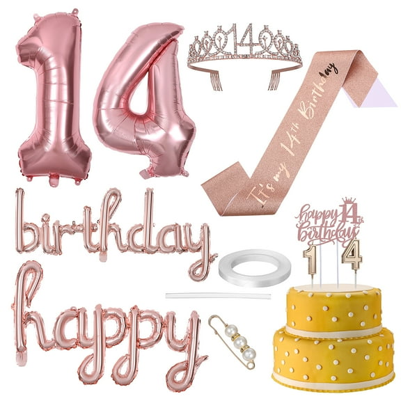 1 Set Happy Birthday Decor 14th Birthday Decorations 14 Year Old Birthday Supplies