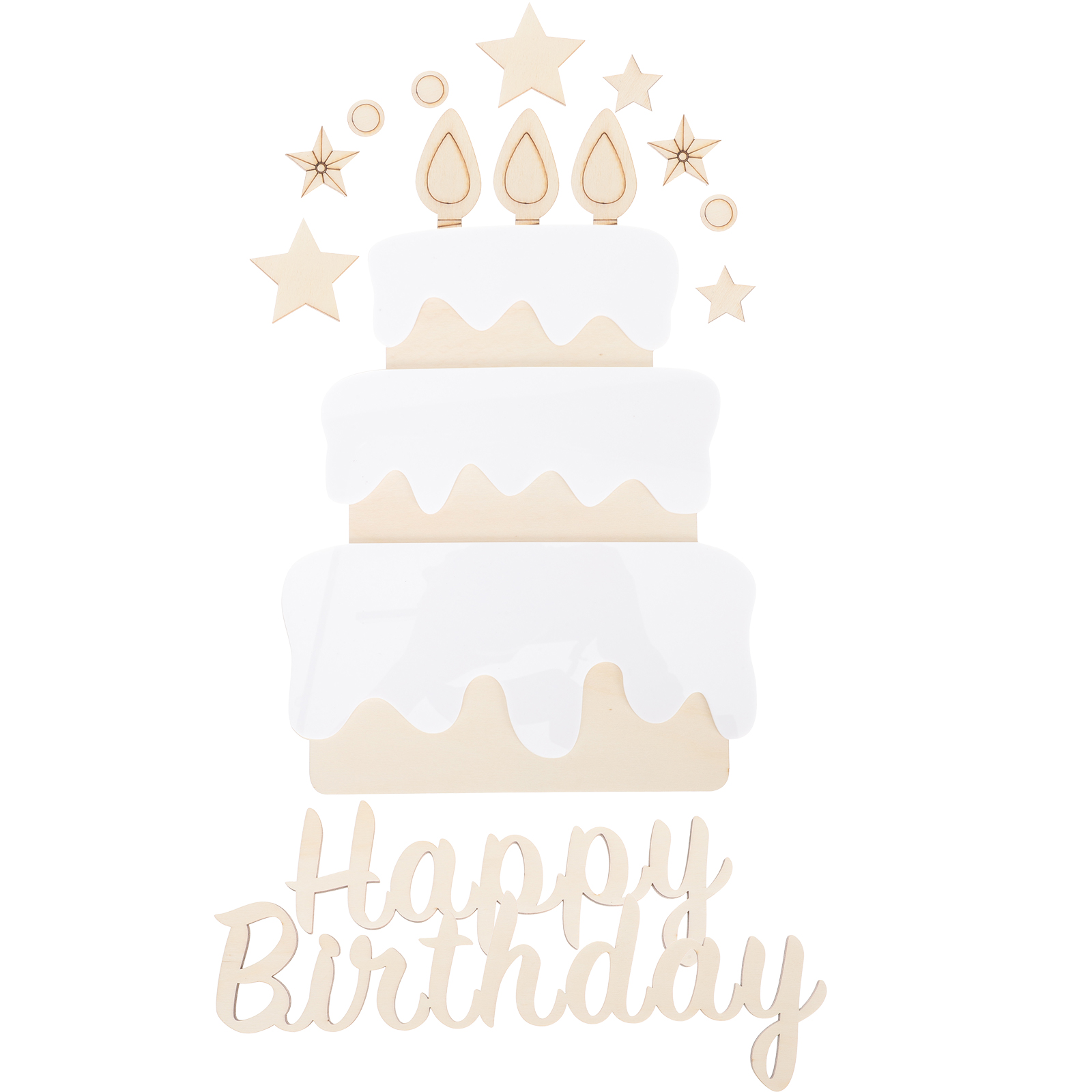 1 Set Happy Birthday Wall Stickers Baby Birthday Wall Wooden Sign