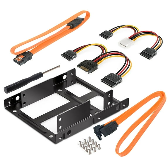 1 Set Hard Disk Holder Widely Compatible Easy Installation Metal 2.5 inch to 3.5 inch HDD Bracket SSD Mount with SATA Data Cable for PC