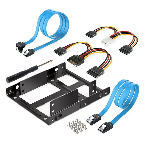 1 Set Hard Disk Holder Widely Compatible Easy Installation Metal 2.5 inch to 3.5 inch HDD Bracket SSD Mount with SATA Data Cable for PC