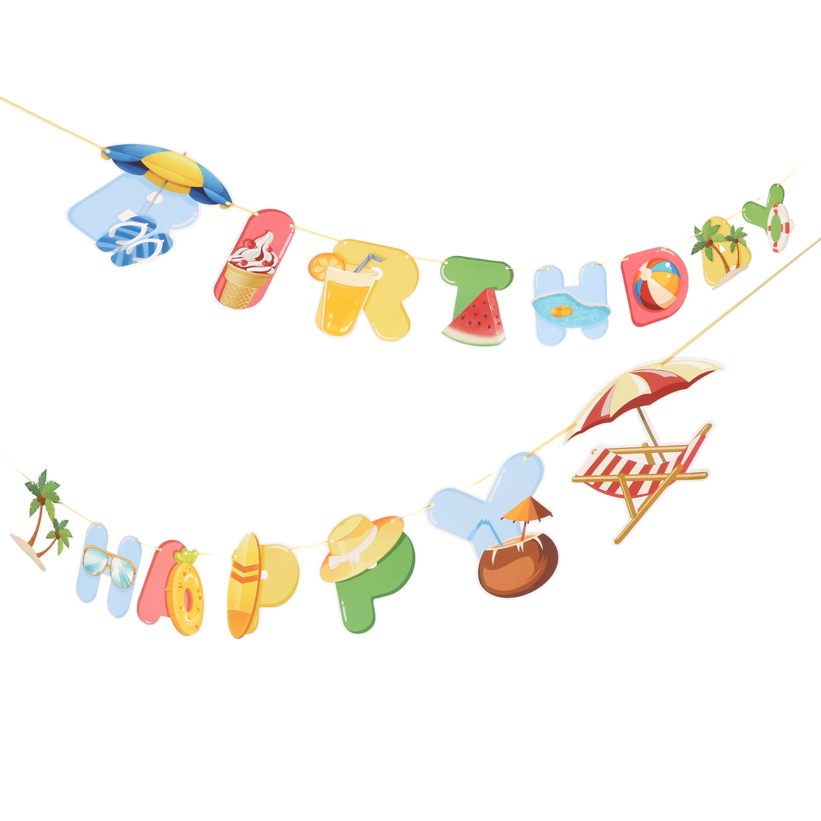 1 Set Hawaiian Luau Birthday Banner Tropical Party Birthday Banner Party Decorations