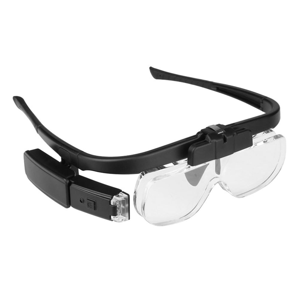 OuShiun Magnifying Glasses with LED Light USB Rechargeable Magnifier Eyeglasses for Close Work Reading Hobbies Crafts (Black 1.6X)