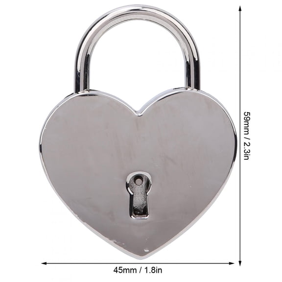 1 Set Heart Lock Metal Vintage Padlock Household Craft Supplies with Key 45x59mmSilver
