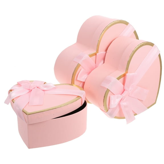1 Set Heart Shaped Boxes Heart Shaped Flower Box Nesting Present Boxes With Lids For Flower Arrangements Valentines Day Mother's Day Bridesmaid Proposal Wedding Pink