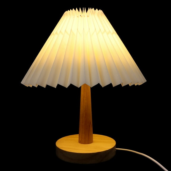 1 Set Home Use Bedside Night Lamp Retro Style Pleated  Night Light Sleeping Lamp