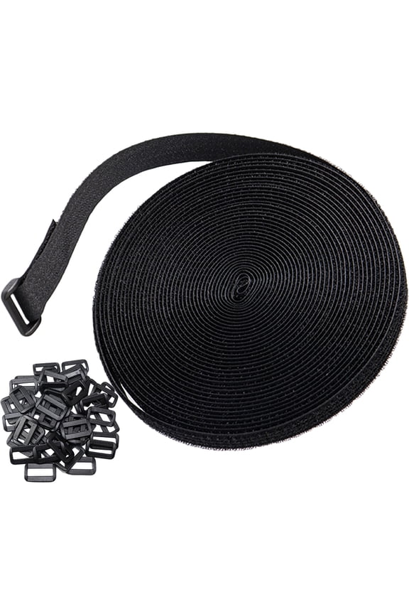 Reusable Adjustable Nylon Cinch Strap with Buckle for Organizing Storage Black 5m