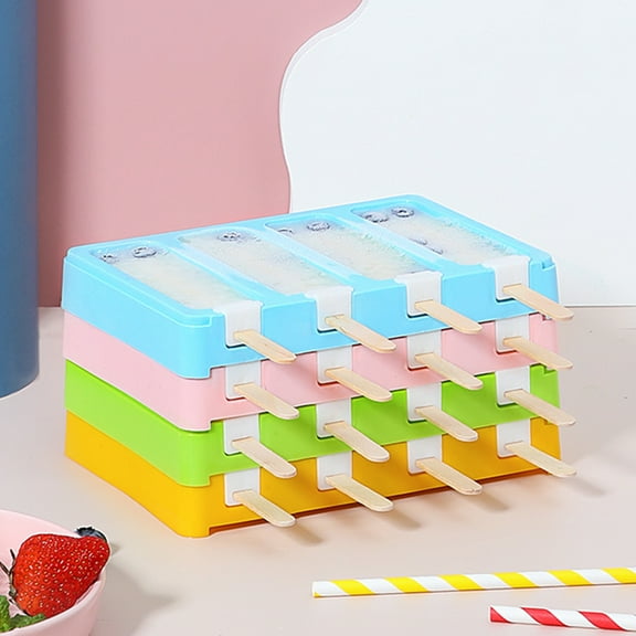 1 Set Ice Pop Mold Precisely Detail DIY Craft Plastic Easy Release Ice Cream Maker with Lid Household Supplies