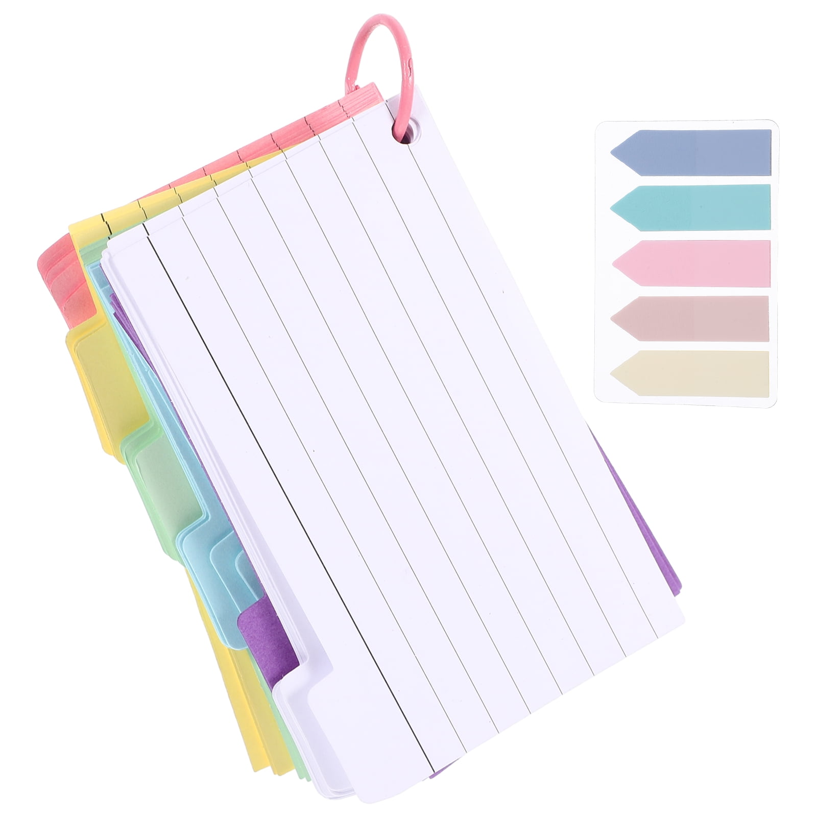 1 Set Index Cards with Rings Study Flash Cards Single Hole Punched