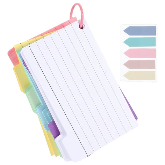 Hinespon 1 Set Index Cards with Rings Study Single Hole Punched Flashcards, 4.99 x 2.99 x 4.99 F