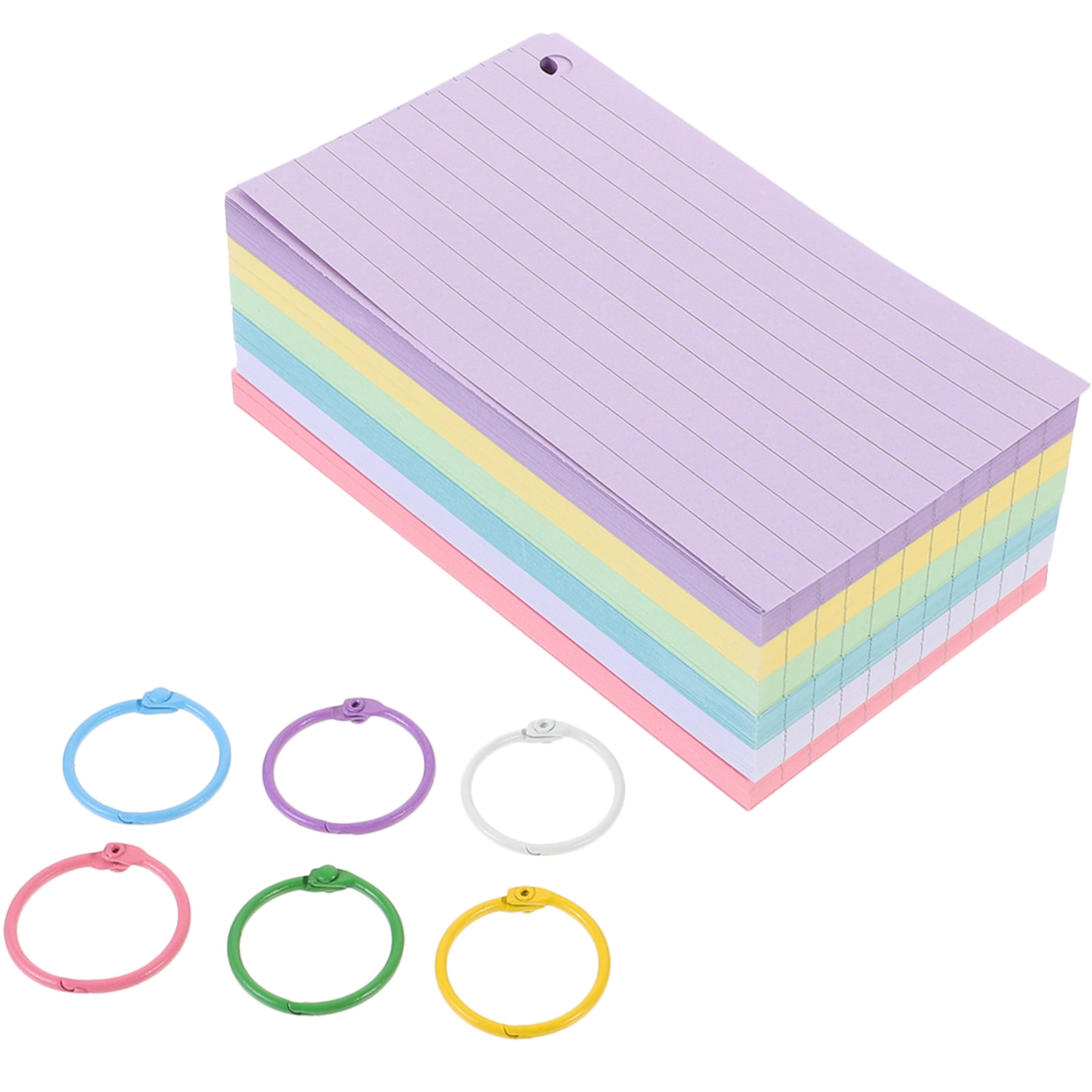 1 Set Index Cards with Rings Study Flash Cards Single Hole Punched