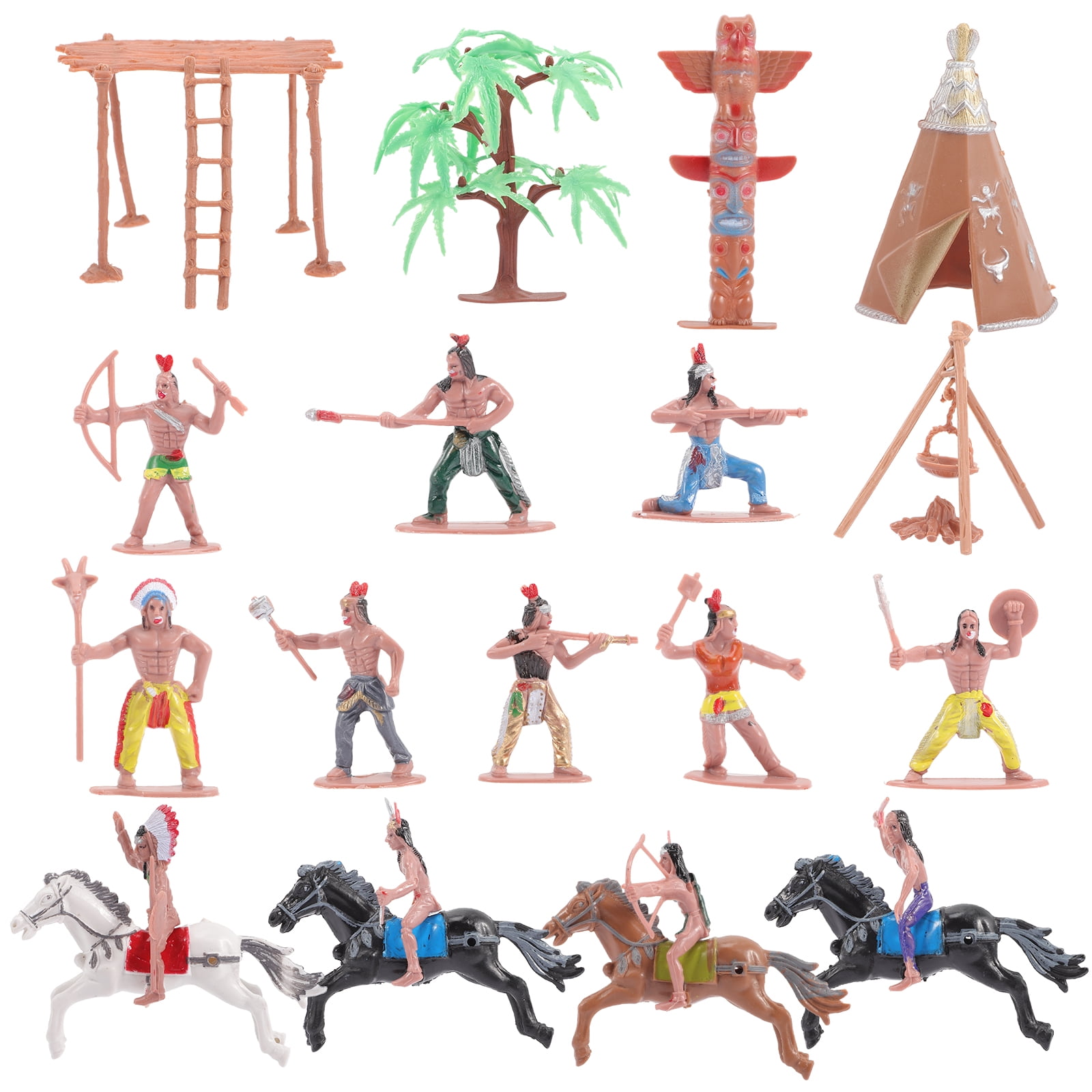 1 Set Indian Figures Playset Indian Accessories Models Miniature