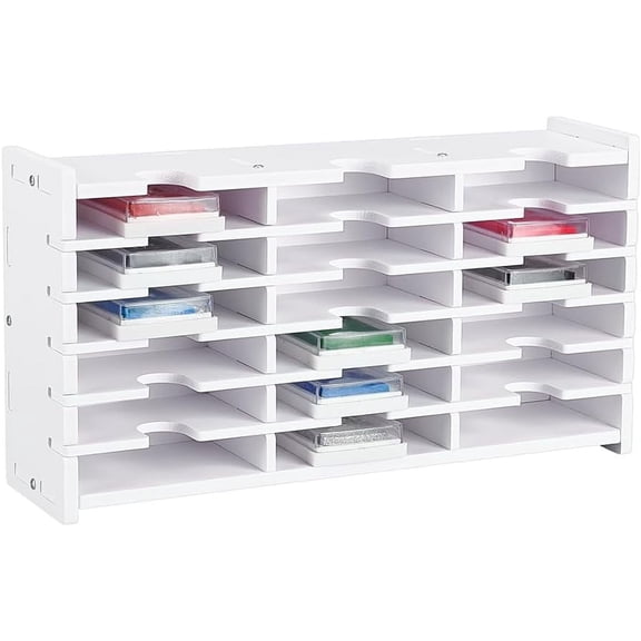 1 Set Ink Pad Storage Rack 18 Grids Inkpad Storage Box Stamp Pad Storage Organizer White Stamp Pad Organizer Holder for Desktop